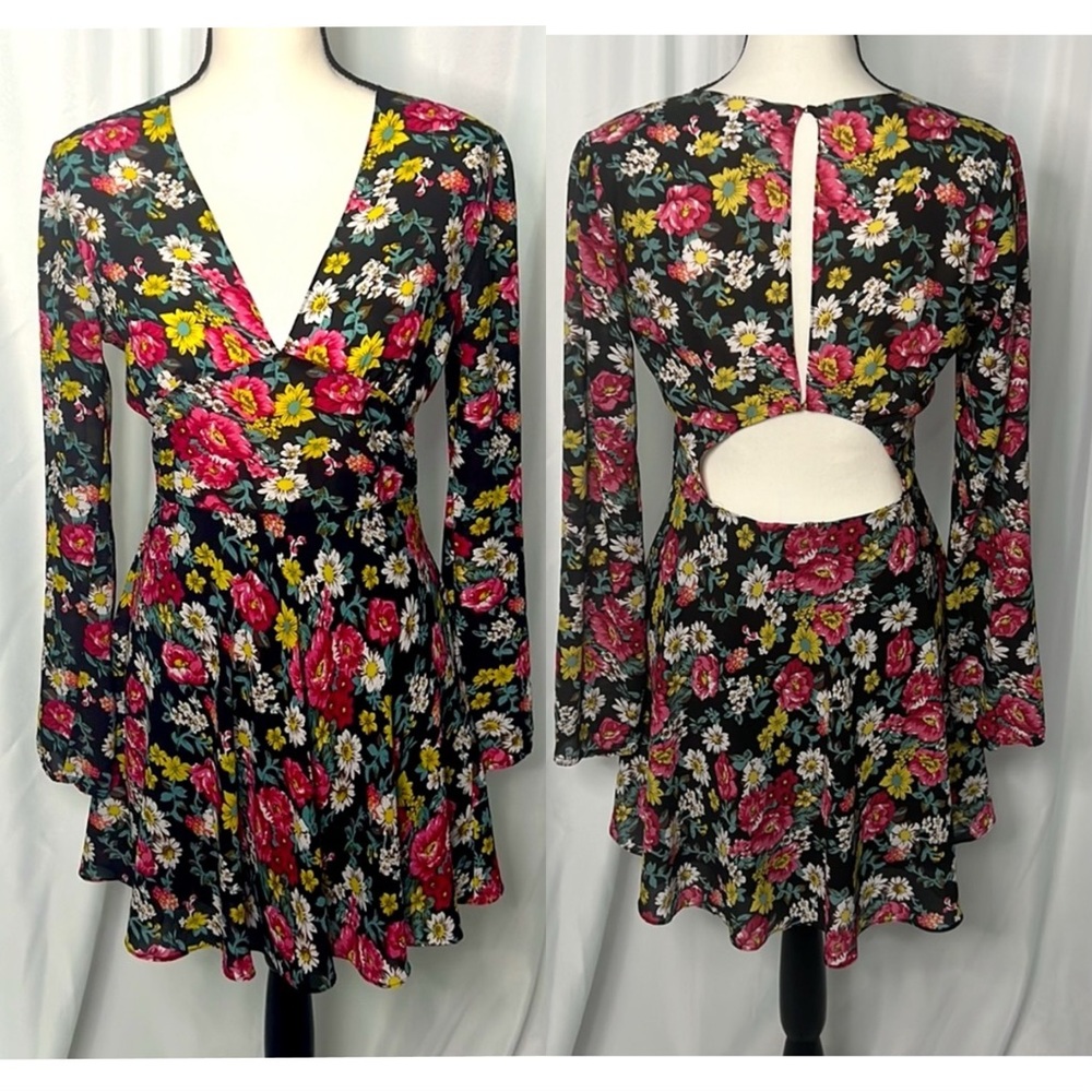 Nom De Plume by YAYA Black Floral floral Chiffon Dress - size 6